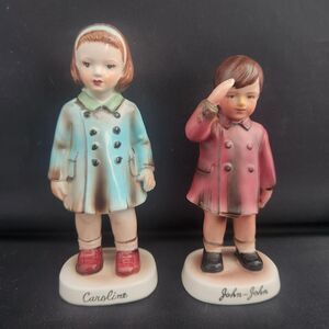 Kennedy Children in Mourning Figurines Caroline John-John 1963 Inarco Japan VTG